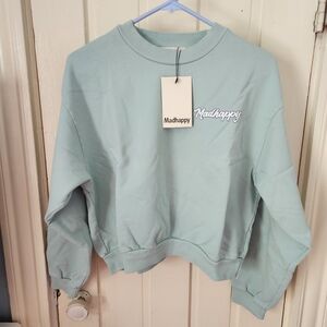 NWT - Madhappy - Cropped Crewneck - Pullover Sweatshirt - Light Green Turquoise